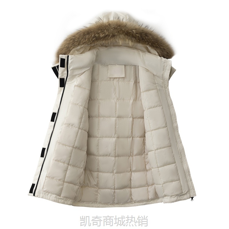 真毛领工装派克羽绒棉服女冬季加厚美式高级感棉衣中长款保暖外套