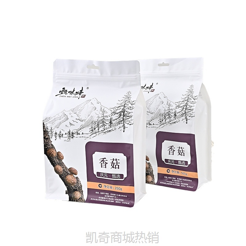 香菇包装袋定做木耳桂圆干半开窗磨砂密封袋干果食品自立自封袋