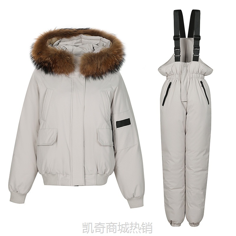 【♥首单0.1元♥】欧货室外滑雪运动时尚套装女冬款宽松加绒棉衣棉裤休闲保暖两件套