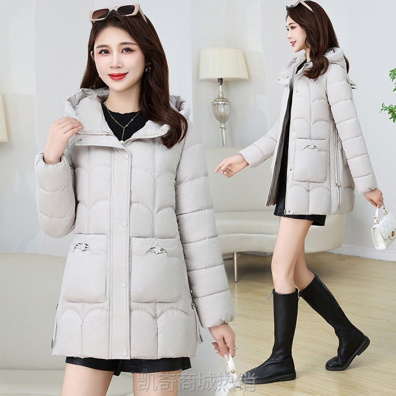 【♥首单0.1元♥】2024新款冬季棉服连帽纯色简约妈妈装加厚保暖休闲百搭棉袄外套潮
