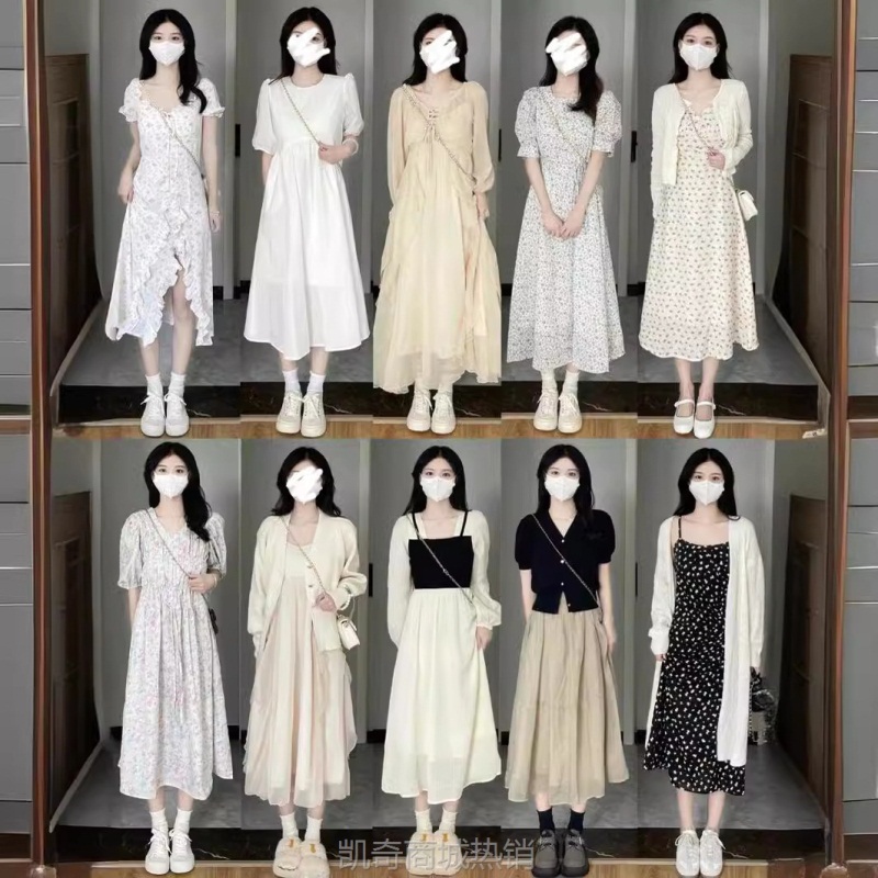 【♥首单0.1元♥】广州十三行高级感茶歇法式连衣裙设计感裙子女夏季新款女装批发