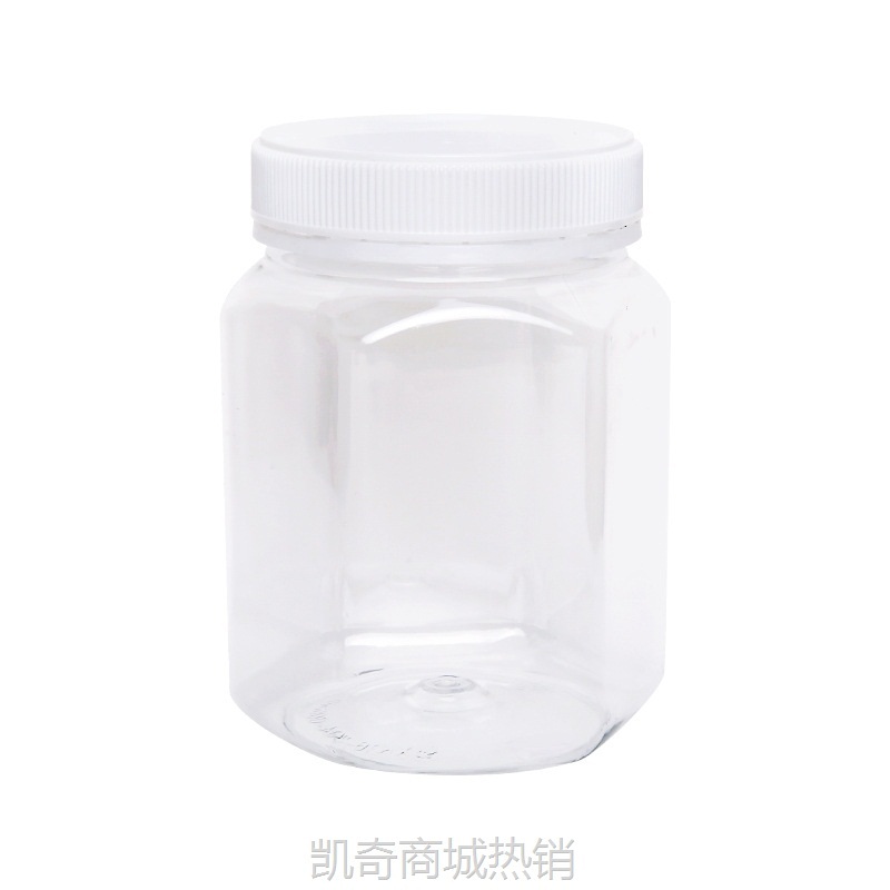 厂家批发pet食品级塑料瓶1000g2斤蜂蜜罐避光防盗盖透明六角瓶2斤