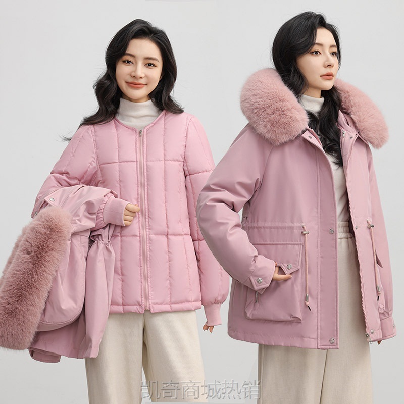 【♥首单0.1元♥】活里活面短款派克服女2024冬季新款加厚可拆卸内胆显瘦羽绒棉服女