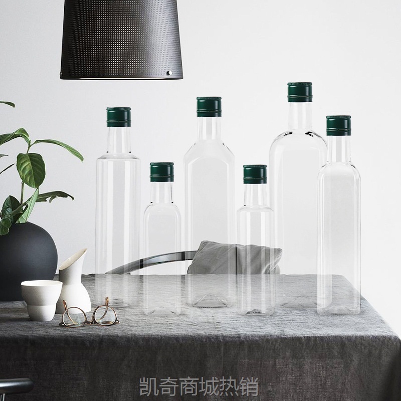 500ml带盖圆方橄榄酱油醋调味塑料食用山茶核桃菜籽芝麻油香油瓶