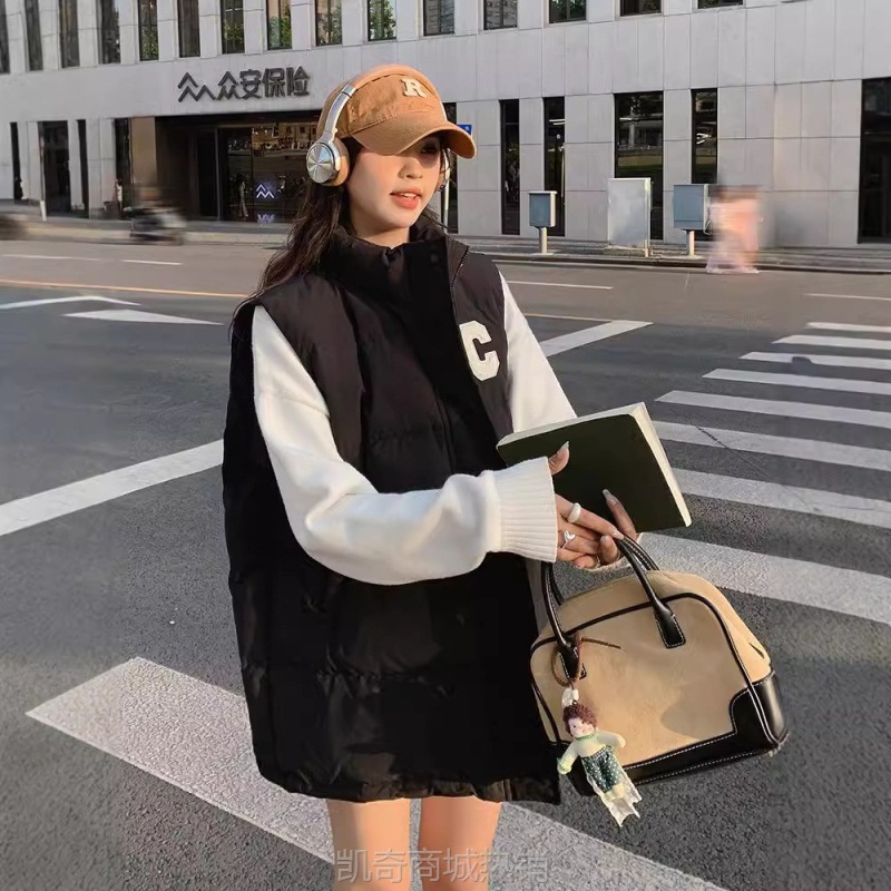 【♥首单0.1元♥】2024冬季新款韩版羽绒棉马甲女轻便立领保暖棉坎肩外穿马夹批发