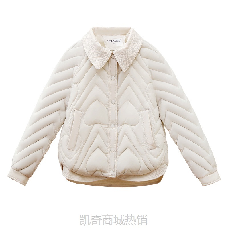 【♥首单0.1元♥】轻薄款外贸个性polo领棉服女短款2024秋冬新款洋气小个子棉衣外套