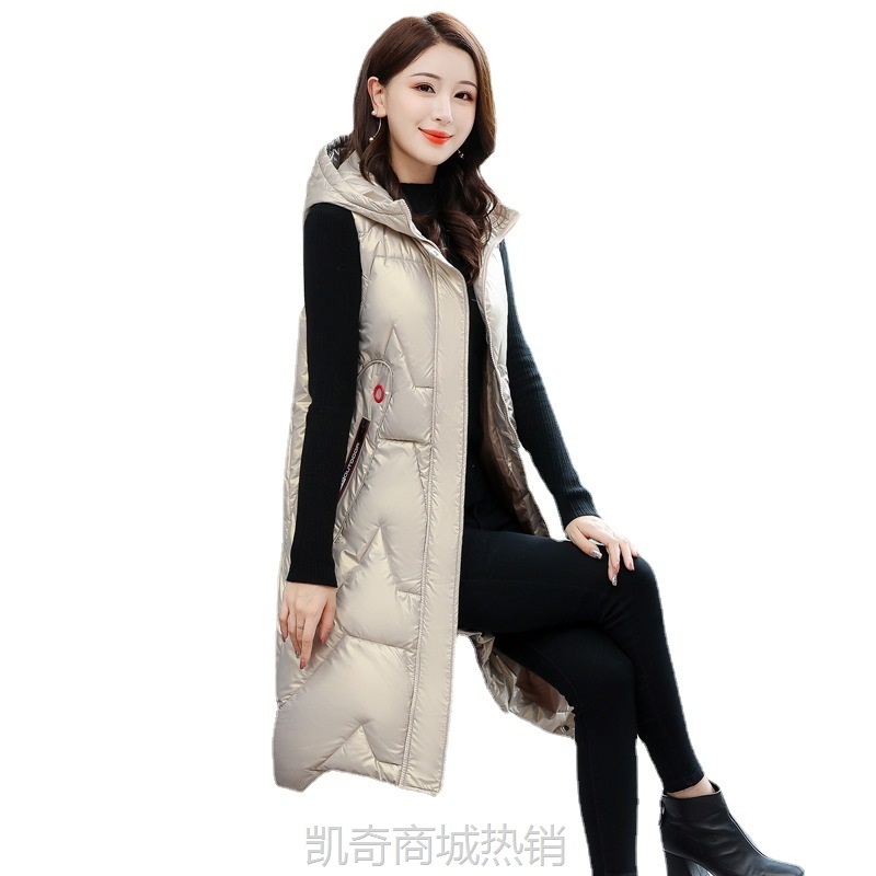 【♥首单0.1元♥】外贸加肥加大羽绒棉长款过膝胖MM马甲女新款时尚连帽韩版休闲马甲