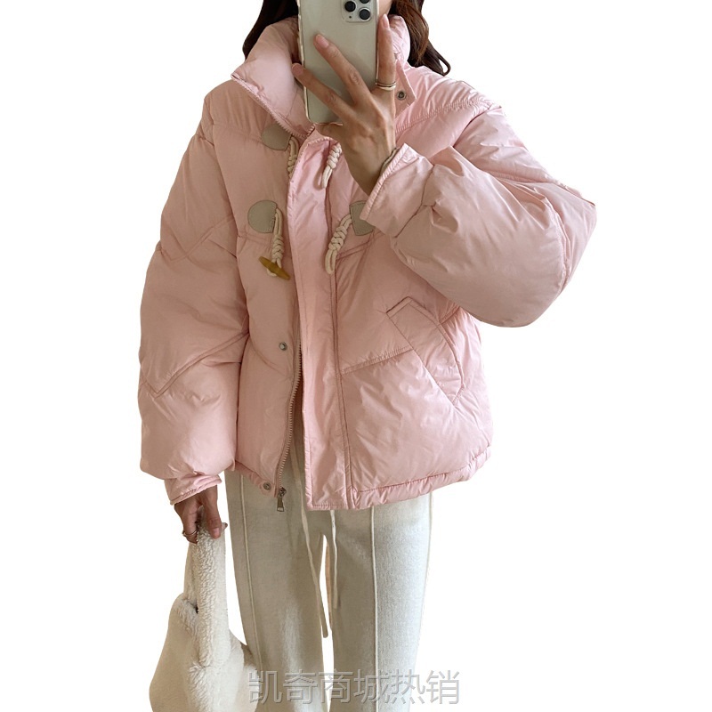 【♥首单0.1元♥】实拍冬季女士牛角扣奶黄色面包羽绒棉服短款冬小个子外套加厚棉衣