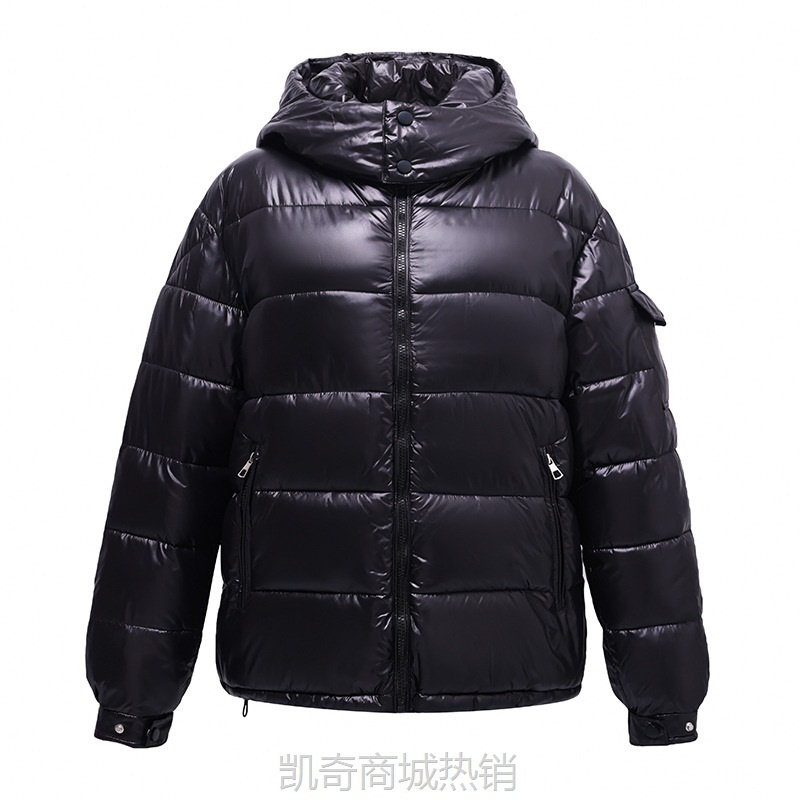 【♥首单0.1元♥】新款亮面羽绒棉服男女同款短款连帽加厚保暖黑色棉外套时尚防寒服