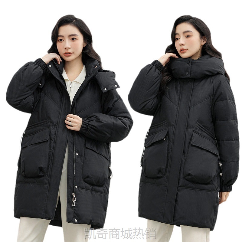 【♥首单0.1元♥】中长款连帽棉衣女2023冬韩版新款休闲时尚防寒服保暖羽绒棉服女潮