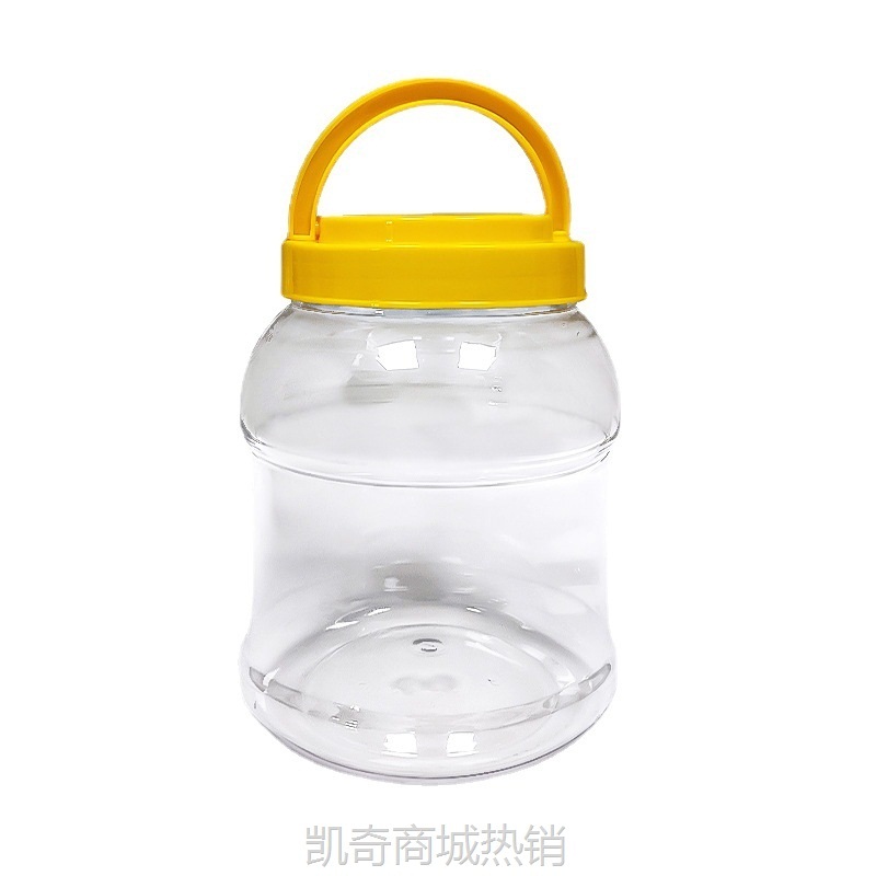 2.3L坚果圆形泡酒菜坛子米桶蜂蜜罐塑料包装罐密封透明储物提手罐