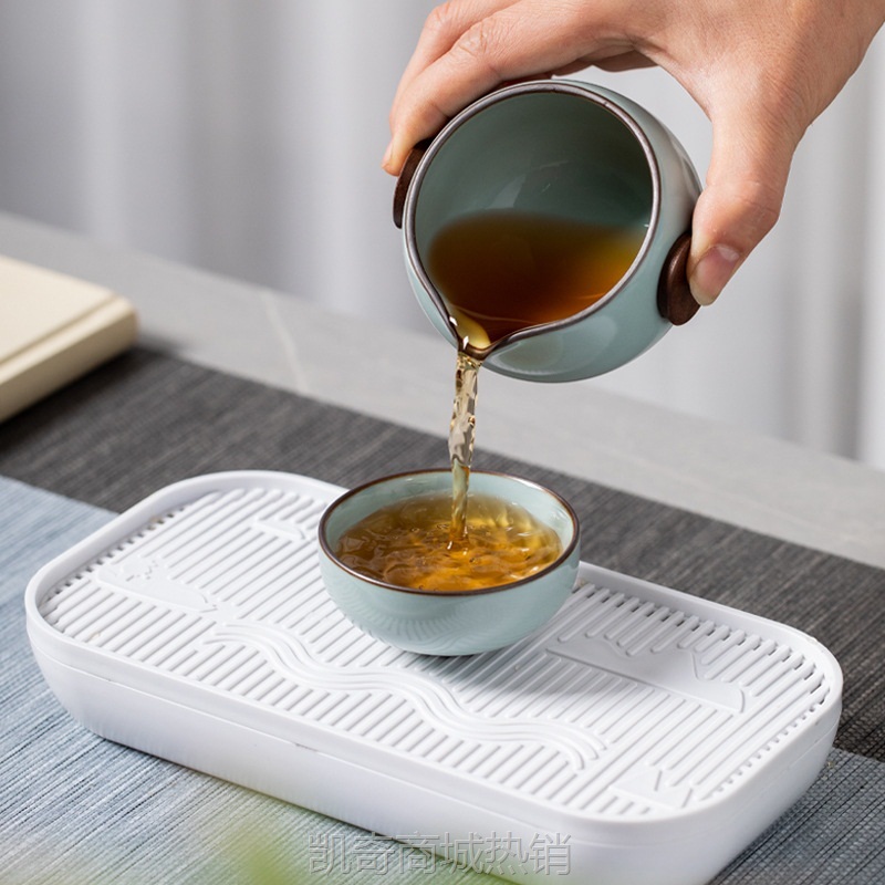 【首单1元】便携汝窑快客杯旅行茶具一壶三杯户外露营陶瓷泡茶器广告logo礼品