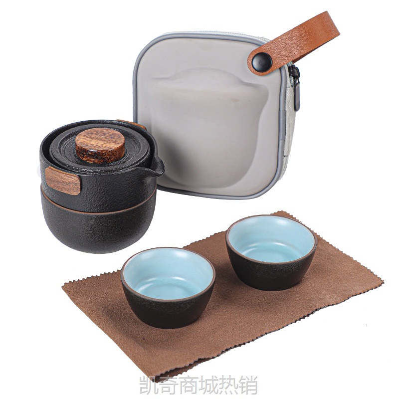 【首单1元】便携式快客杯旅行小套装陶瓷茶具一壶三杯随身泡茶壶家用户外茶杯