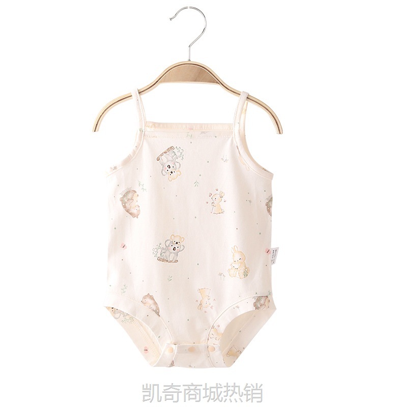 【首单1元】婴儿吊带包屁衣纯棉夏季女宝宝夏装无袖背心三角哈衣薄款连体衣服