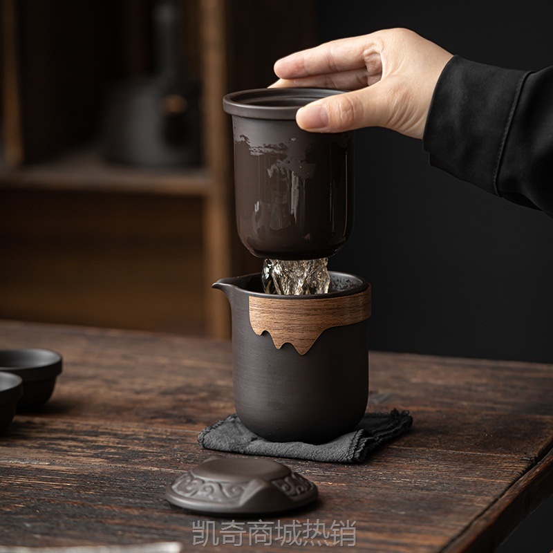 【首单1元】旅行快客紫砂福耳一壶六杯旅行便携泡茶壶广告会议礼品套装