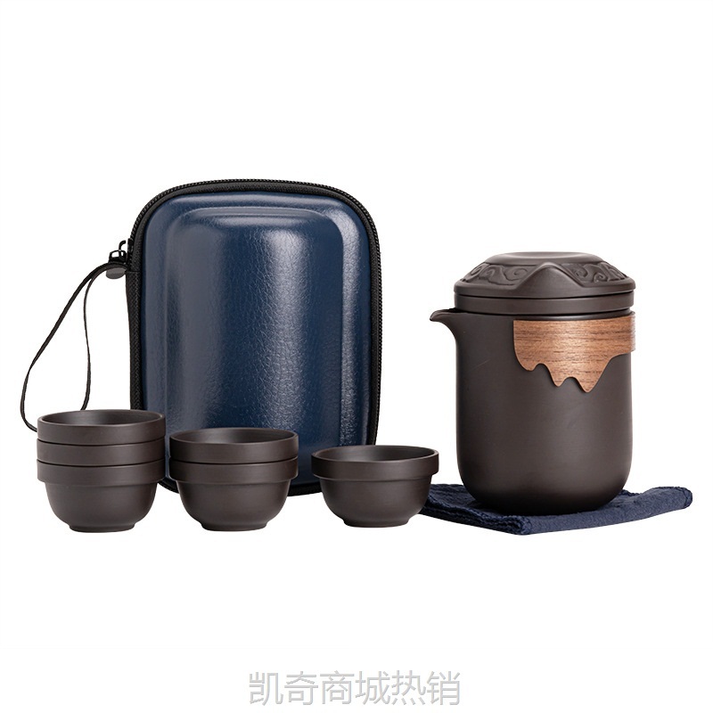【首单1元】旅行快客紫砂福耳一壶六杯旅行便携泡茶壶广告会议礼品套装