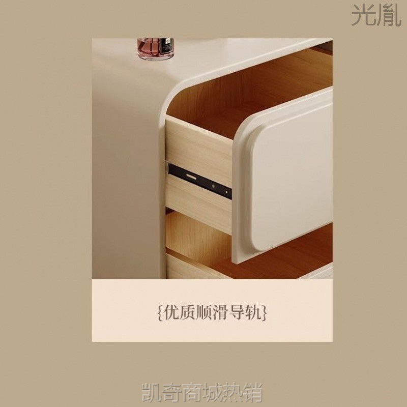【首单1元】s光奶油风床头柜皮革免安装床头收纳柜家用卧室床头柜子小型床边