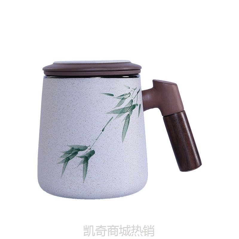 【首单1元】手绘紫砂办公杯茶水分离大容量过滤带盖陶瓷马克杯礼盒套装礼品
