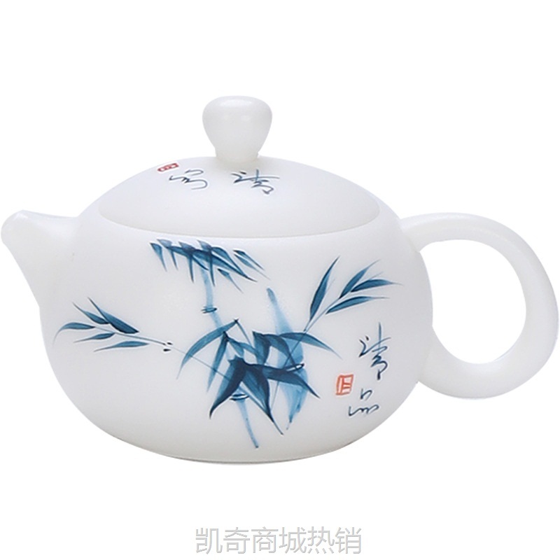 【首单1元】大号手绘羊脂玉茶壶陶瓷功夫茶具高端素烧手工西施手抓泡茶壶
