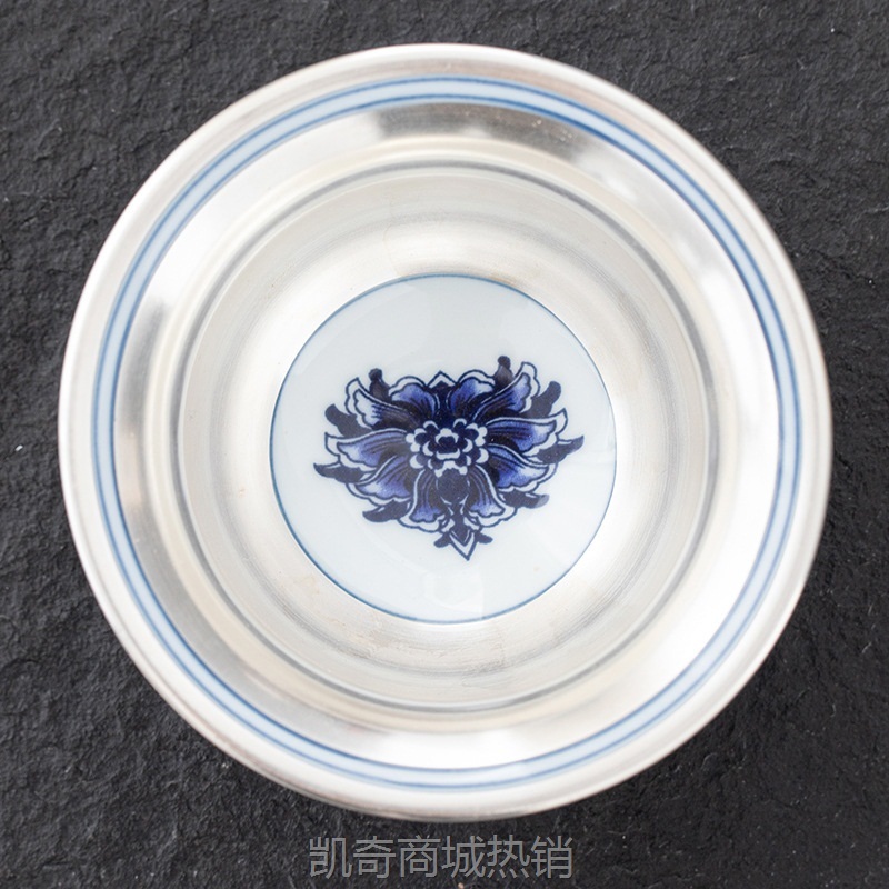 【首单1元】仿古青花瓷釉中彩陶瓷茶杯主人杯压手品茗杯手工鎏银茶杯