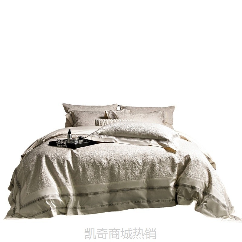 【首单1元】高端轻奢 160S长绒棉高精密绣花拼接高奢四件套 全棉贡缎家用床品
