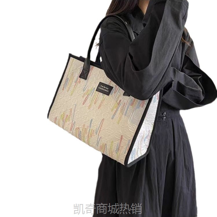【♥首单3元♥】时尚设计单肩托特包2024新款气质彩色复古腋下包大容量妈咪托特包