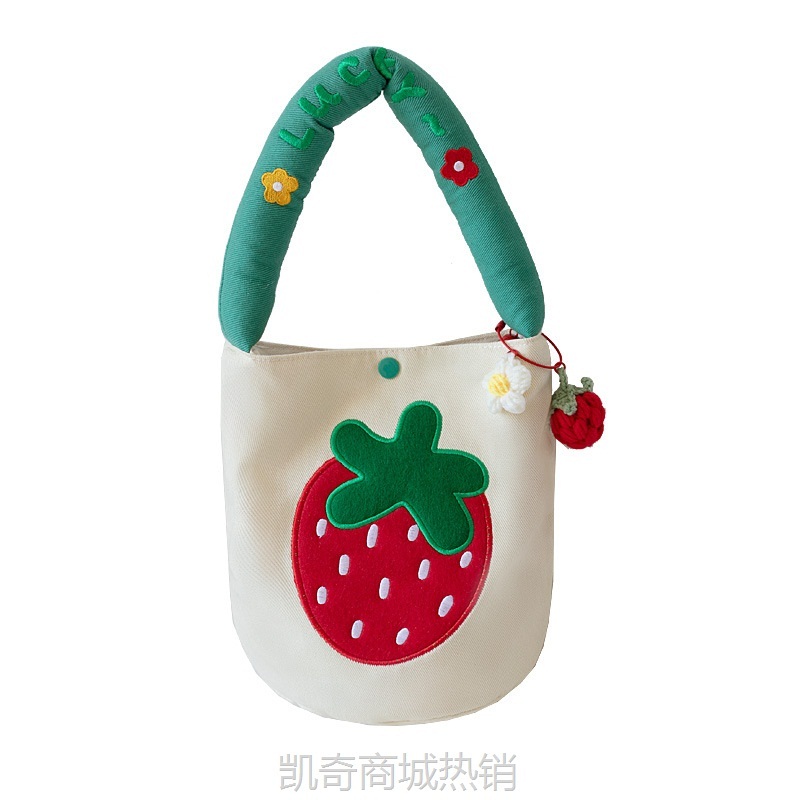 【♥首单3元♥】夏季手提帆布包女时尚可爱学生手拎腋下包女水桶包小众设计花朵包
