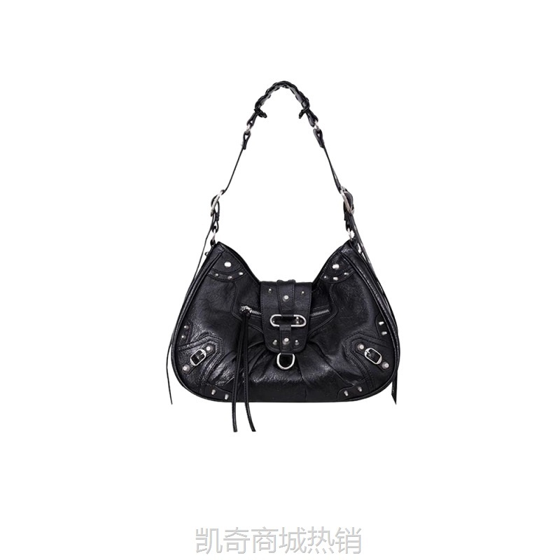 【♥首单3元♥】时尚机车y2k辣妹大容量托特包铆钉巴黎机车包单肩斜挎包女包