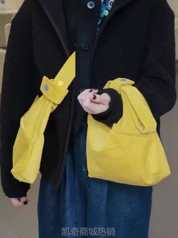 【♥首单3元♥】时尚包包女2024新款百搭单肩斜挎包灯芯绒布腋下包宽肩带手提包潮