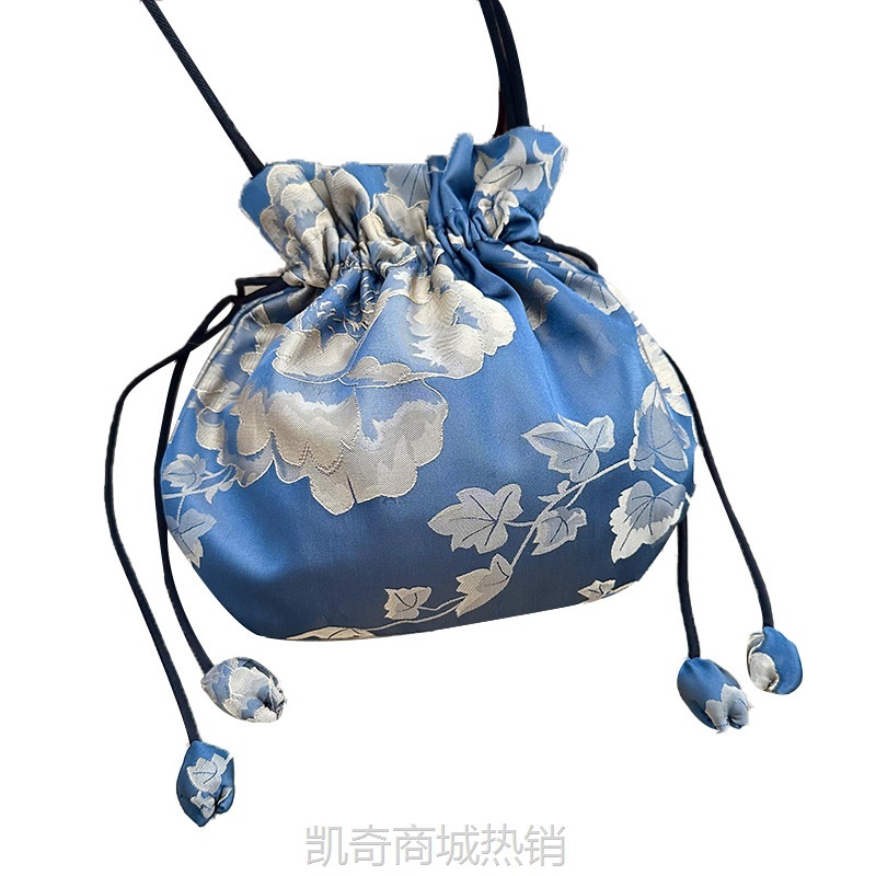 【♥首单3元♥】元宝包时尚简约防香云纱抽绳零钱包新中式国风便携束口斜挎包包