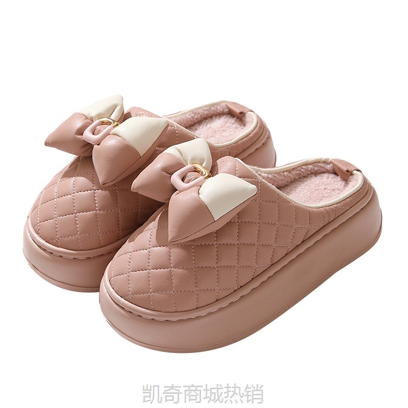 【♥首单1元♥】冬季棉拖鞋女2024新款PU防水室内家居防滑加厚底秋冬天拖鞋女外穿