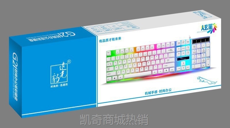 【♥首单59♥】新款 追光豹 G21 USB电脑有线键盘 发光游戏悬浮机械手感键盘厂家