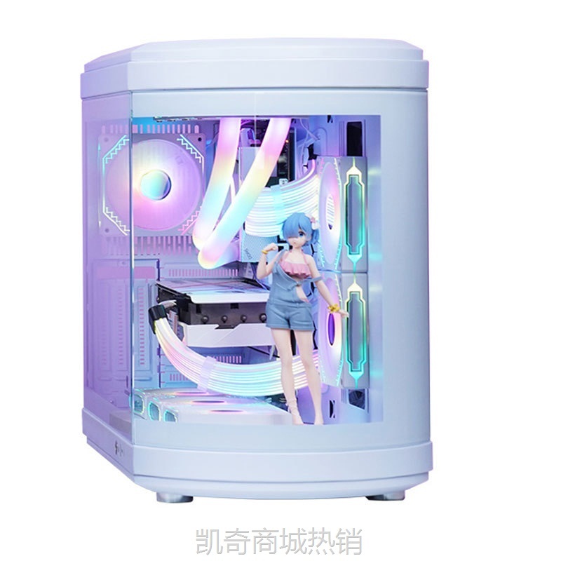 【♥首单59♥】玩嘉天幕PRO曲面玻璃鱼缸海景房电脑机箱台式机ATX主板360水冷