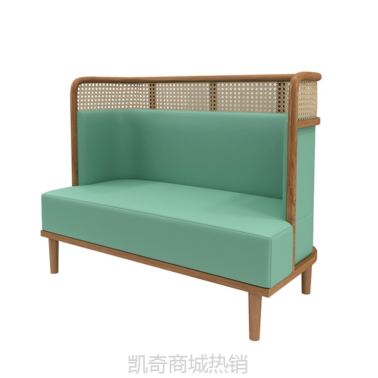 【♥首购1元♥】厂家直营实木连锁奶茶咖啡甜品店东南亚餐厅编藤桌椅卡座沙发组合