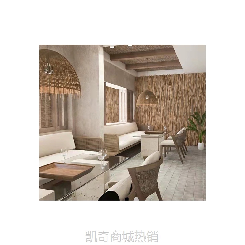 【♥首购1元♥】厂家直营东南亚实木编藤靠背西餐厅咖啡厅茶餐厅餐饮桌椅卡座沙发