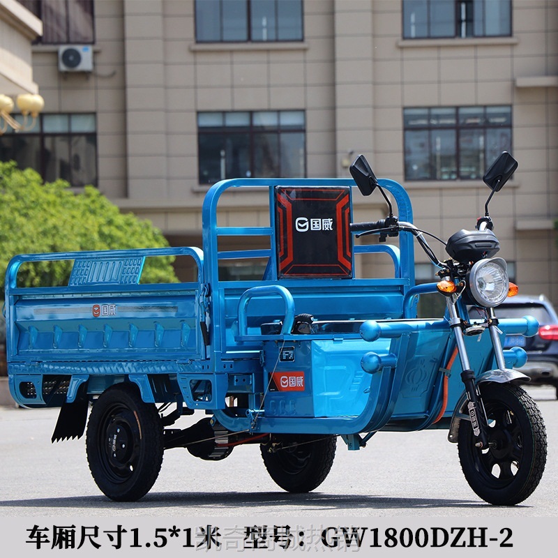 【♥首购299元♥】国威电动三轮车拉货家用接送孩子带棚载重王大功率电瓶车厂家直销