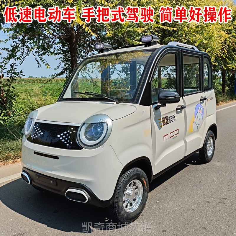 【♥首购299元♥】家用成人电动四轮车全封闭老头乐电瓶车油电两用新能源小型代步