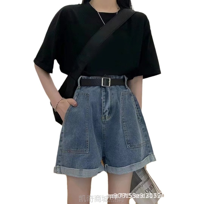 【♥首购1元♥】热裤韩版AA字牛仔短裤女夏季辣妹弹力高腰显瘦小个子直筒阔腿裤子