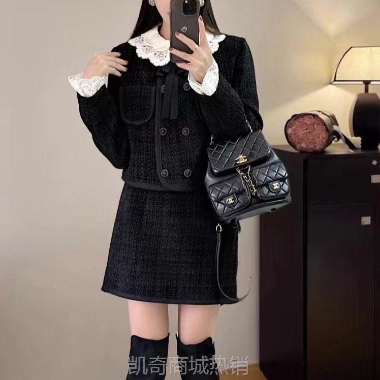 【♥首购1元♥】小香风套装女秋季新款轻奢法式外套百搭显瘦A字裙两件套批发货源