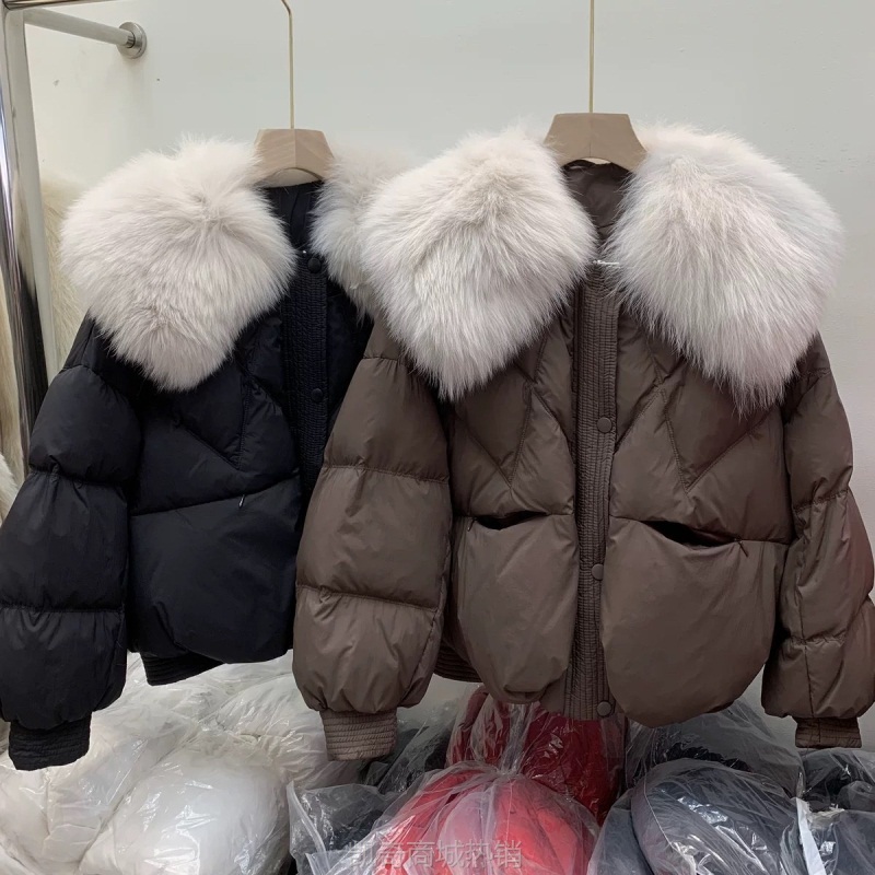 【♥首购1元♥】平湖羽绒服2024新款冬季韩系小个子狐狸毛大翻领鹅绒羽绒服外套女