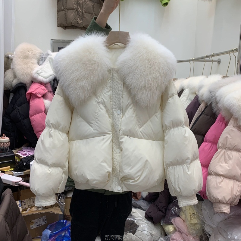 【♥首购1元♥】平湖羽绒服2024新款冬季韩系小个子狐狸毛大翻领鹅绒羽绒服外套女