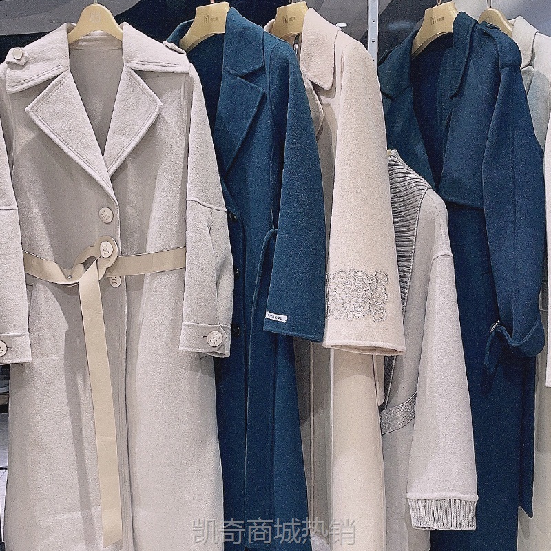 【♥首单1元♥】服装厂批发进货毛呢外套加长款羊毛欧美双排扣秋冬羊绒大衣女冬