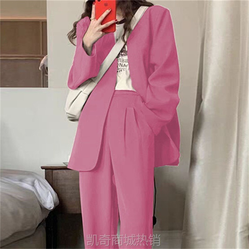 阔腿裤西装套装女2024春秋韩版时尚气质英伦风休闲炸街咖色小西服