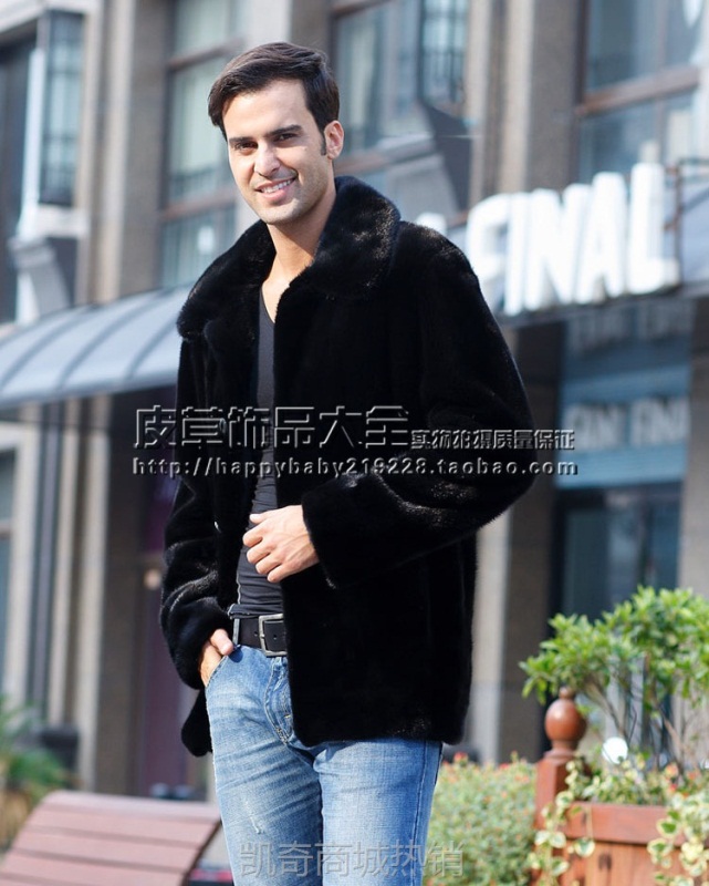 男士皮草外套秋冬新款仿水貂毛整貂中长款大衣男式皮衣欧美大码