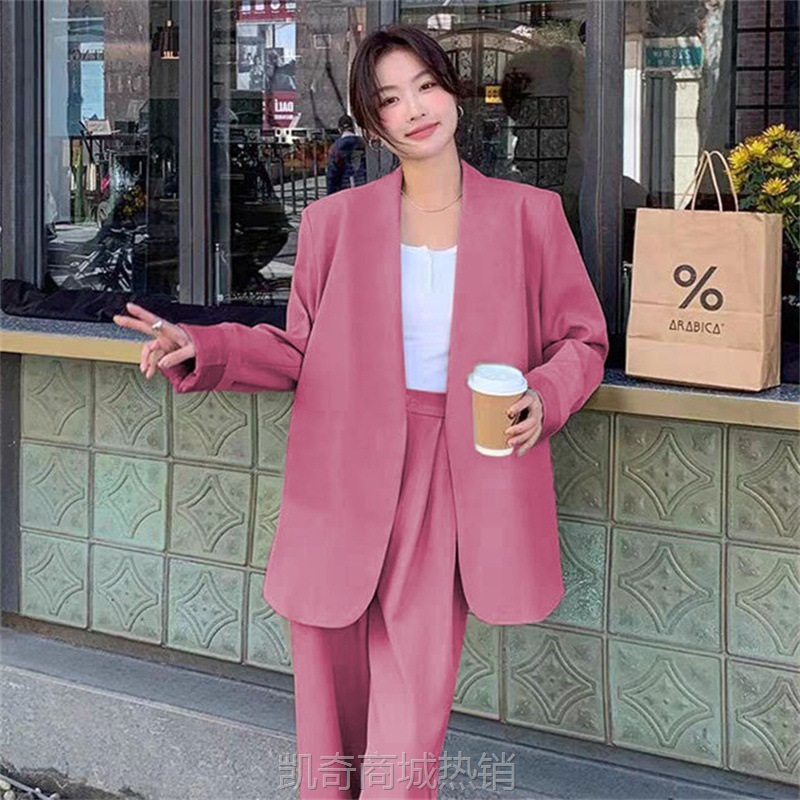 西装裤女春秋2024新款韩版炸街设计感小众休闲黑色小西服套装女