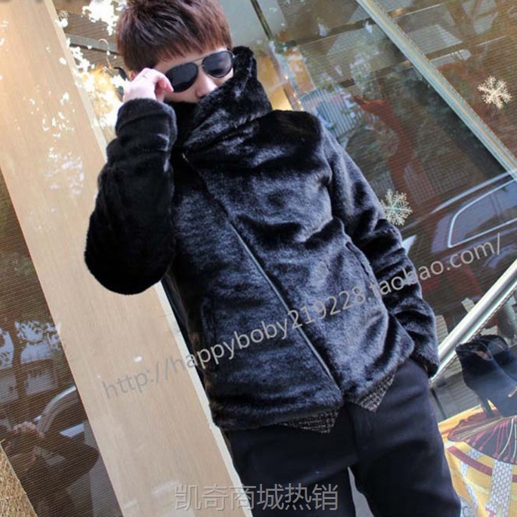 厂家直销新款男士仿皮草外套潮男水貂皮大衣男装韩版男士皮衣大码