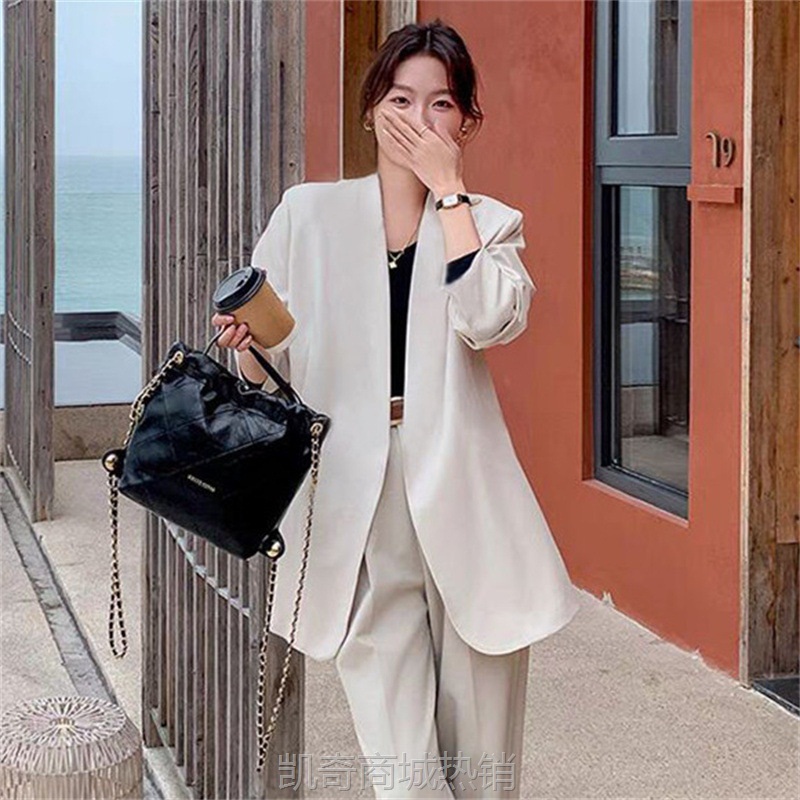 职业套装女春秋2024新款轻熟风气质女神范新款休闲米白色西装外套