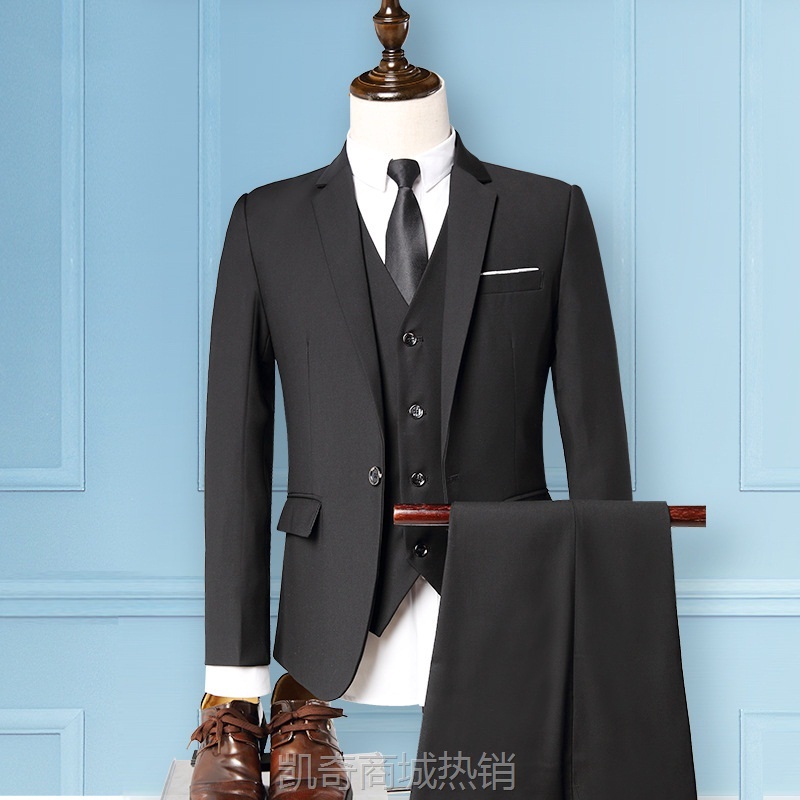 2020新款男式西服套装男士休闲西服三件套结婚礼服新郎修身西装男