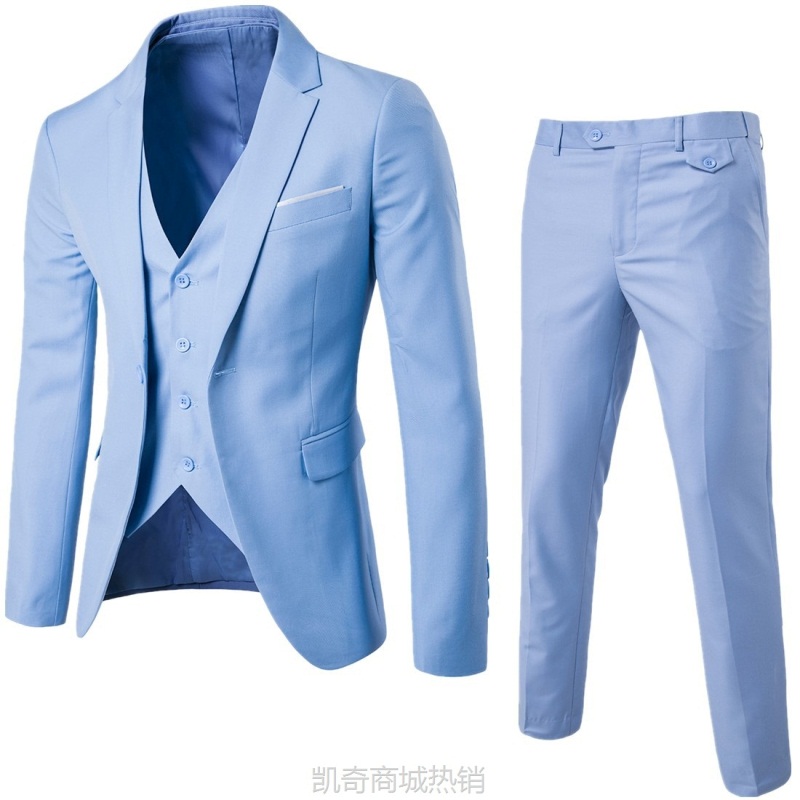 春秋季青年修身西服套装男士西装男套装三件套婚庆礼服伴郎团体服