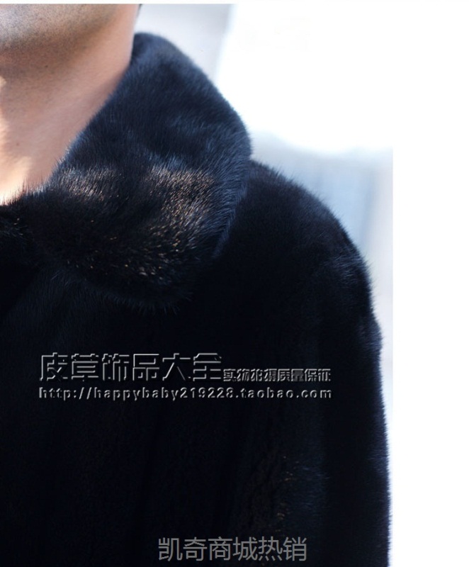 男士皮草外套秋冬新款仿水貂毛整貂中长款大衣男式皮衣欧美大码
